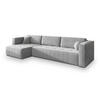 ECKSOFA OLVERA Hellgrau Plüsch-Stoff mit Schlaffunktion - Hellgrau, Holz (347/148cm) - MASSENO