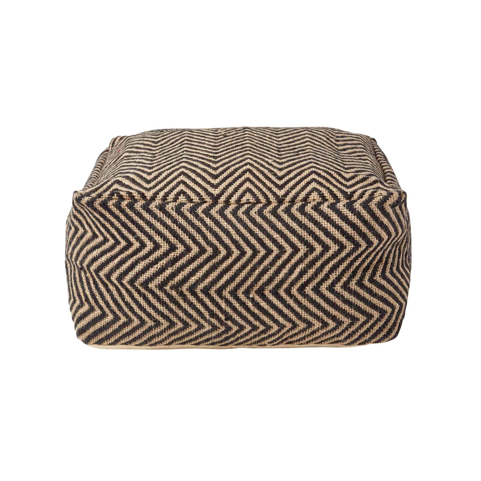 SITZPOUF Ethno Style mit Zickzack-Muster, 60/60/30 cm - Schwarz, Textil (60/30/60cm) - Homescapes