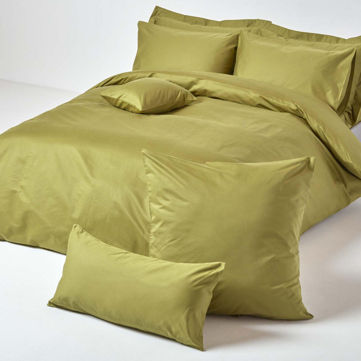 KISSENBEZUG Premium, Ägyptische Baumwolle, Fadendichte 1000 - Olivgrün, Textil (60/60cm) - Homescapes