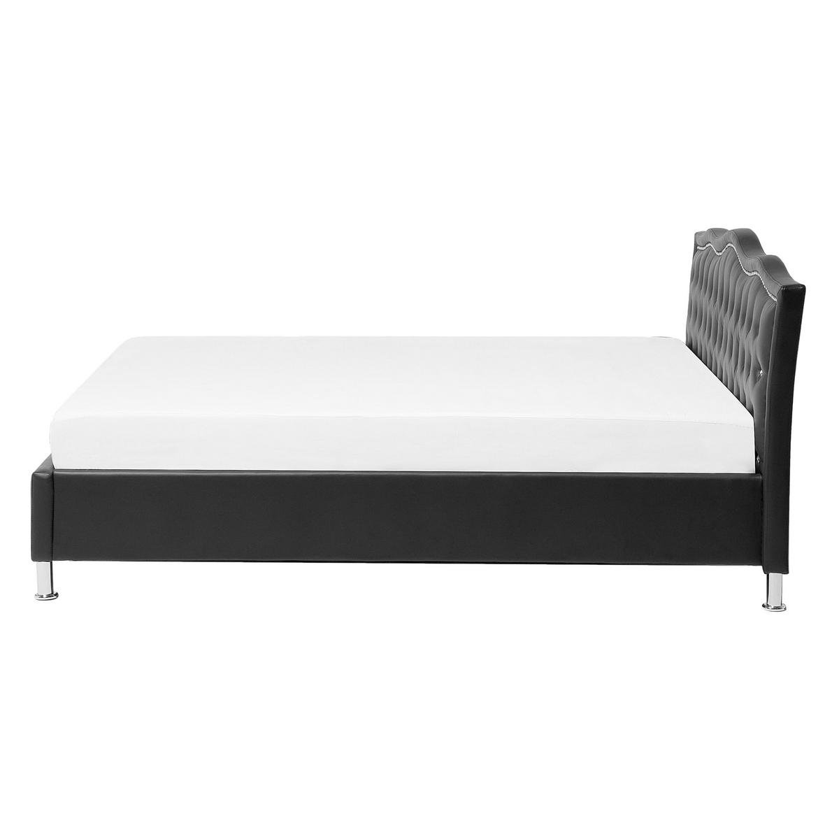 BETT 140/200cm Schwarz Metz - Schwarz, Kunststoff/Textil (140/200cm) - Beliani
