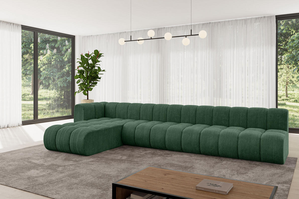 ECKSOFA modulares Sofa Darnel-L3 - 387x177x70 cm Grün - Grün, Holzwerkstoff/Textil (387/177cm) - ALTDECOR