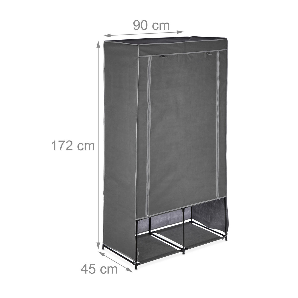 STOFFSCHRANK - Grau, Kunststoff/Textil (90/172/45cm) - Relaxdays