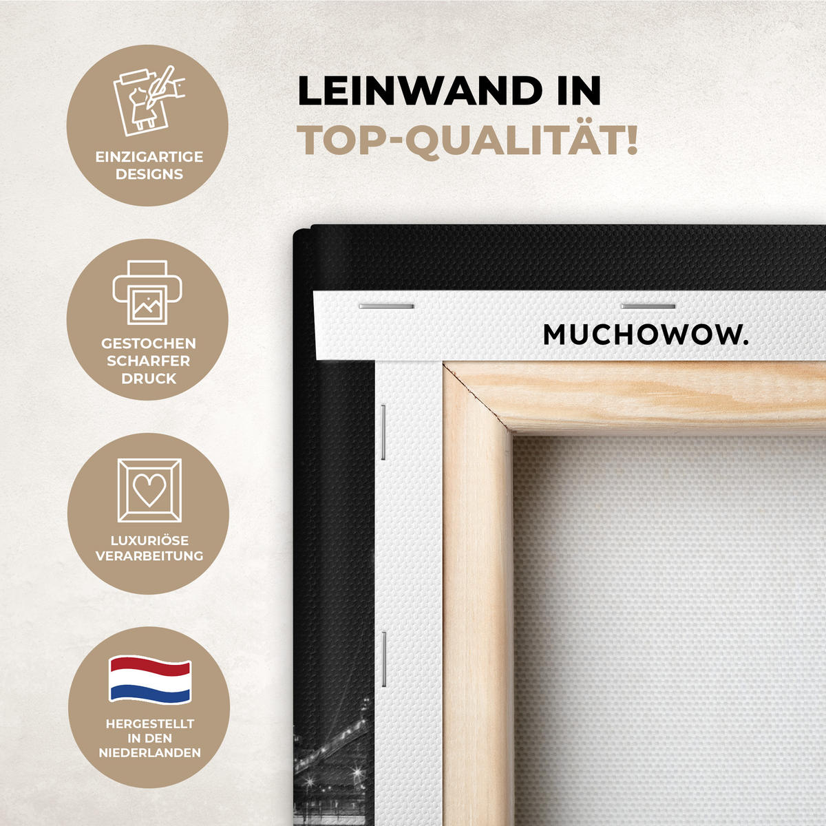 LEINWANDBILD New York - Brooklyn - Brücke Deko Schlafzimmer 30x20 cm - Schwarz, Textil (30/20cm) - MuchoWow