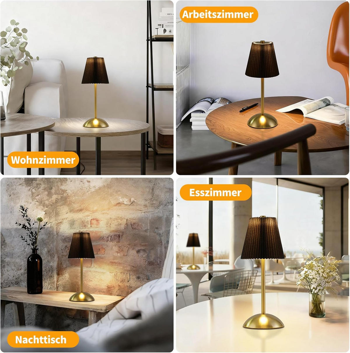 LED stolní lampa BROOKS III 12/12/30 cm (sada 2 ks) - černá, kov (12/12/30cm) - Nettlife