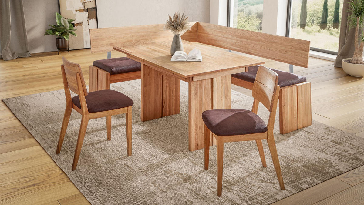 ECKBANKGRUPPE Modern Dani 3 für 7 Personen Massivholz Wildeiche/Braun - Wildeiche/Braun, Holz (167/85/192cm) - 58aufmkessel