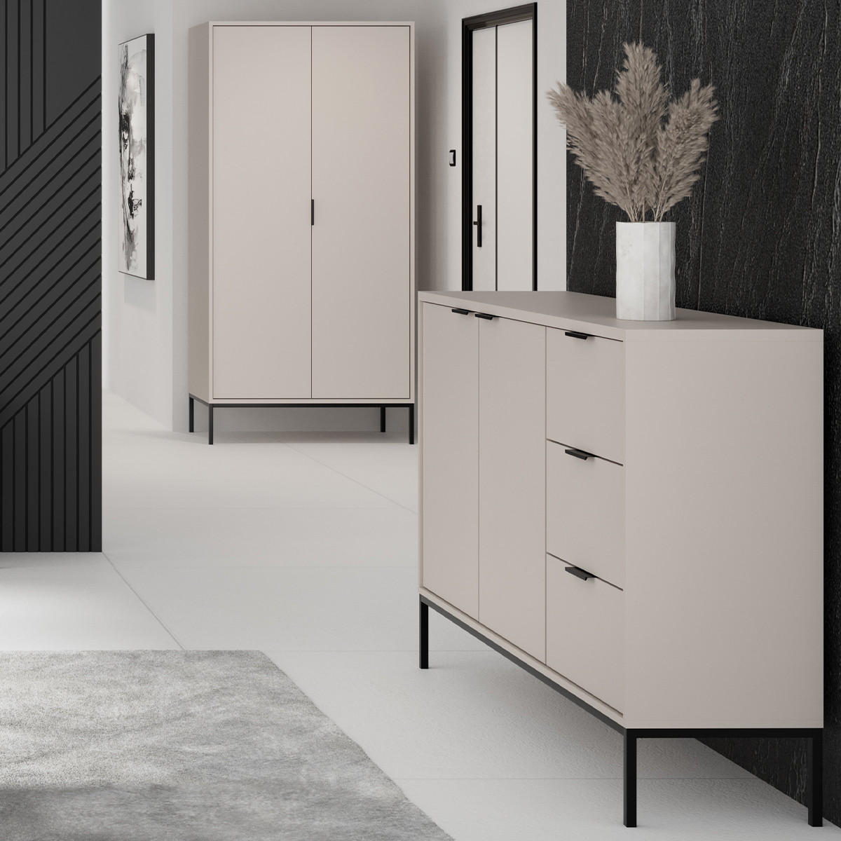 SKŘÍŇ 2DVEŘOVÁ Seattle Kašmír - béžová, kompozitní dřevo (100/205.4/55cm) - Petits-meubles