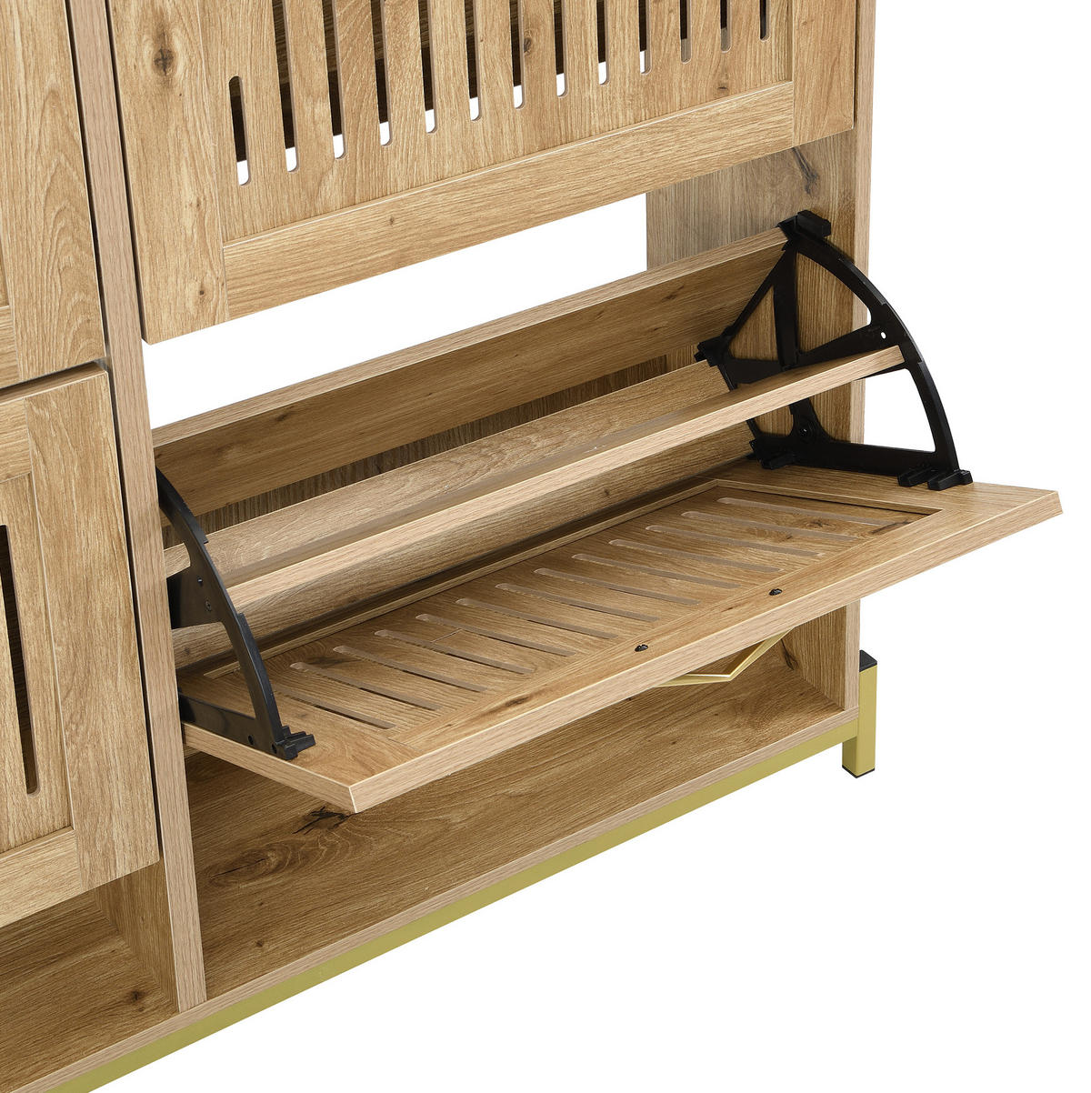 SCHUHSCHRANK aus MDF 108,5x24x100cm in Naturfarben mit 4 Türen - Naturfarben, Holzwerkstoff (108.5/100/24cm) - Modfu