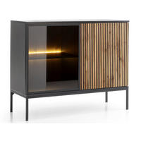 KOMMODE Graphit, Wotan Eichefraben 104/83/39 cm Deo - Eiche Wotan/Schwarz, Glas/Holz (104/85/39cm) - Graingold