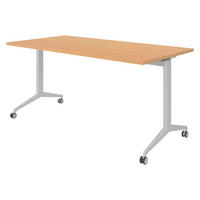 SEMINARTISCH klappbar & fahrbar 80/160/75 cm in Buchefarben/Silberfarben - Buchefarben/Silberfarben, Holzwerkstoff (80/160/75cm) - bümö