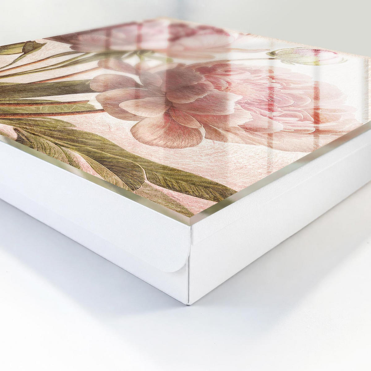 SCHLÜSSELBOX Weiß 30x30 cm – Türöffnung nach rechts - Romantische Botanik - Pink, Metall (30/30/5cm) - TULUP