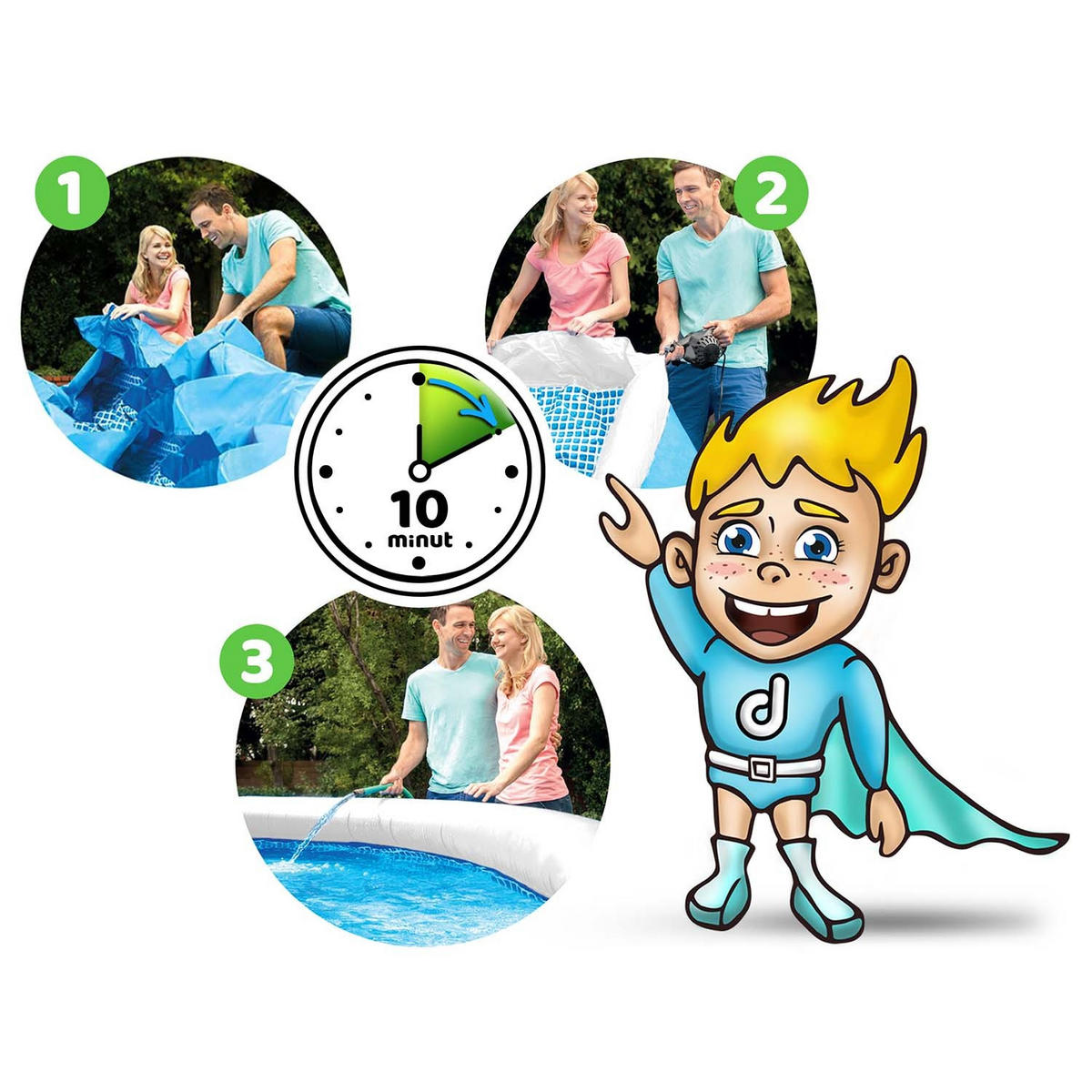 QUICK-UP POOL 244 x 61 cm - 57448 - Blau, Textil (244/61/61cm) - Bestway