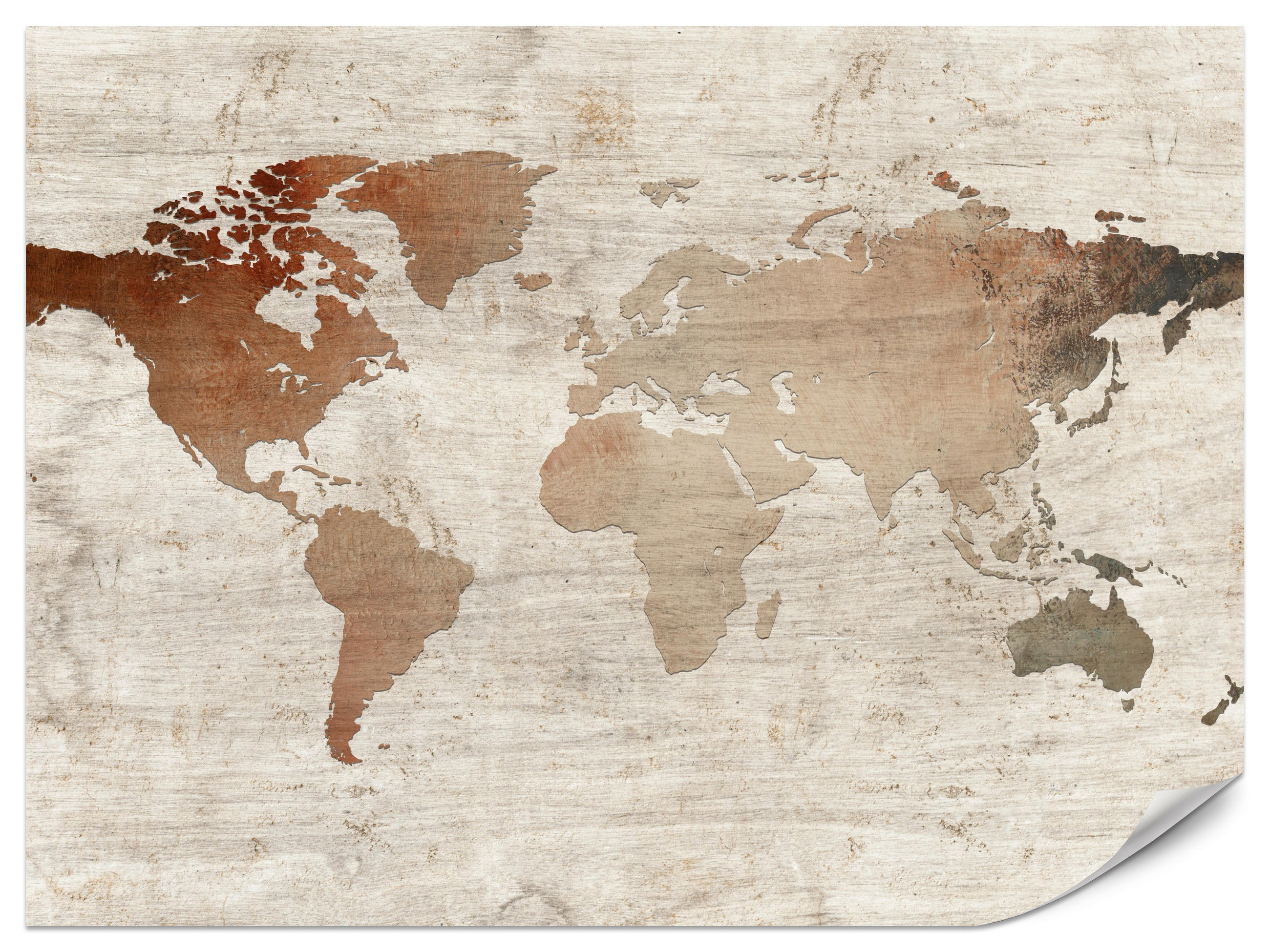 FOTOTAPETE für Wohnzimmer Vintage Karte Holz Hintergrund Retro 400x280 - Beige/Braun, Papier (400/280cm) - Muralo