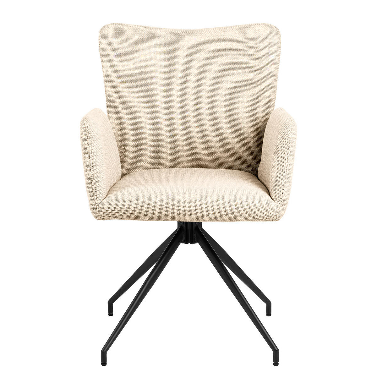 DREHBARER ARMLEHNENSTUHL - 2er-Set - Strukturstoff - Beige, Textil/Metall (58/86/62cm) - home24