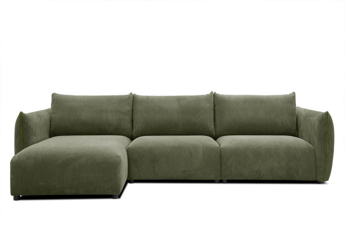ECKSOFA TAUER 5-Sitzer, olivgrün - Schwarz/Olivgrün, Holzwerkstoff/Kunststoff (173/294cm) - Courtois Laville