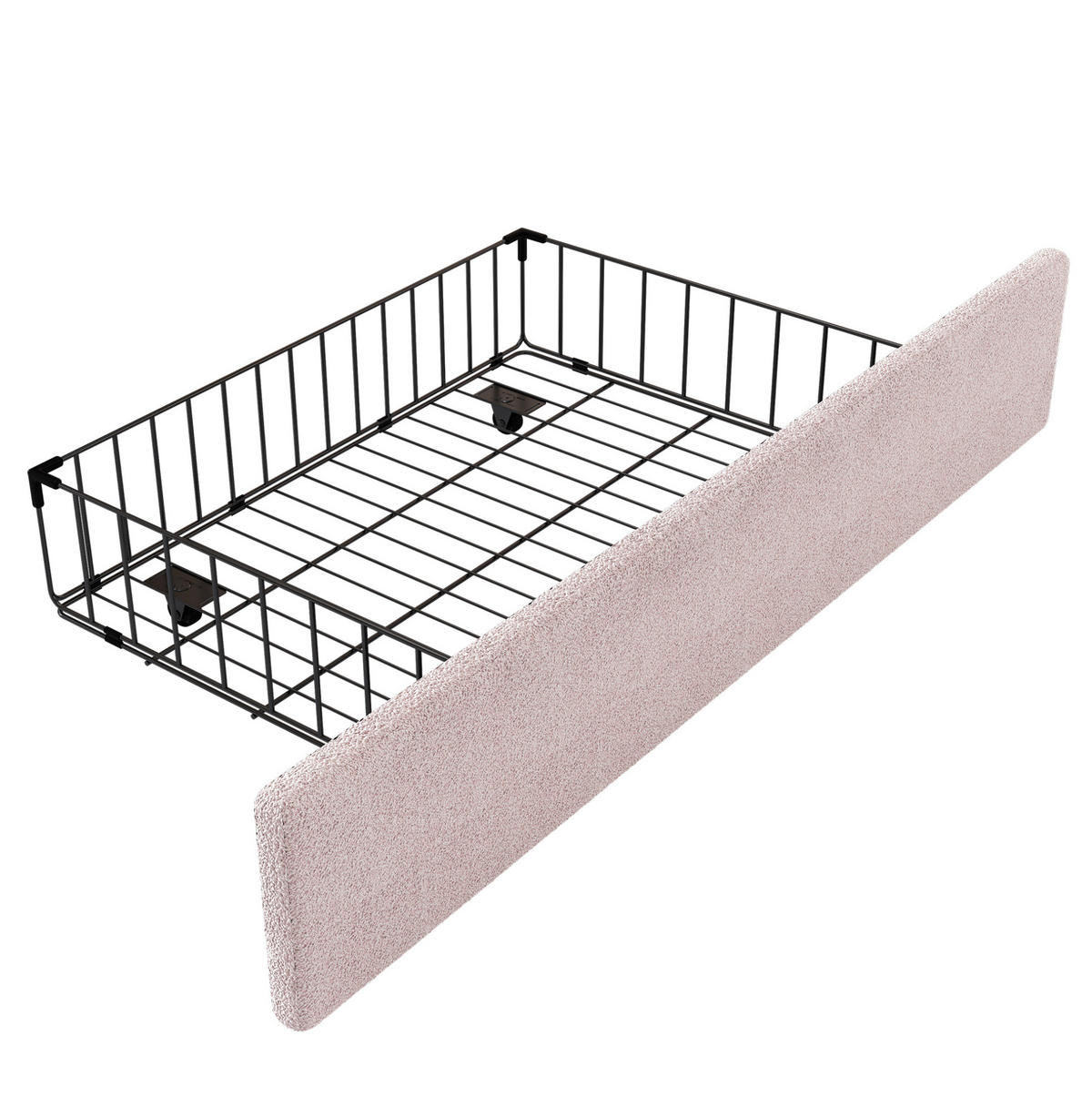 KINDERBETT 90/200 cm aus Plüsch und MDF mit Kaninchen-Kopfteil und 2 Schubladen Rosa - Rosa, Textil (90/200cm) - Modenvie