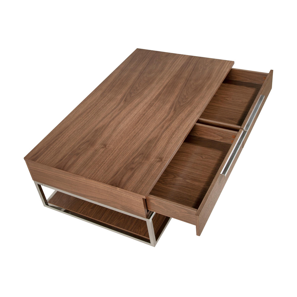 COUCHTISCH Furnier Walnuss , Stahl 120 / 70 / 37 cm - Edelstahlfarben/Nussbaumfarben, Holz (70/120/37cm) - ANGEL CERDA
