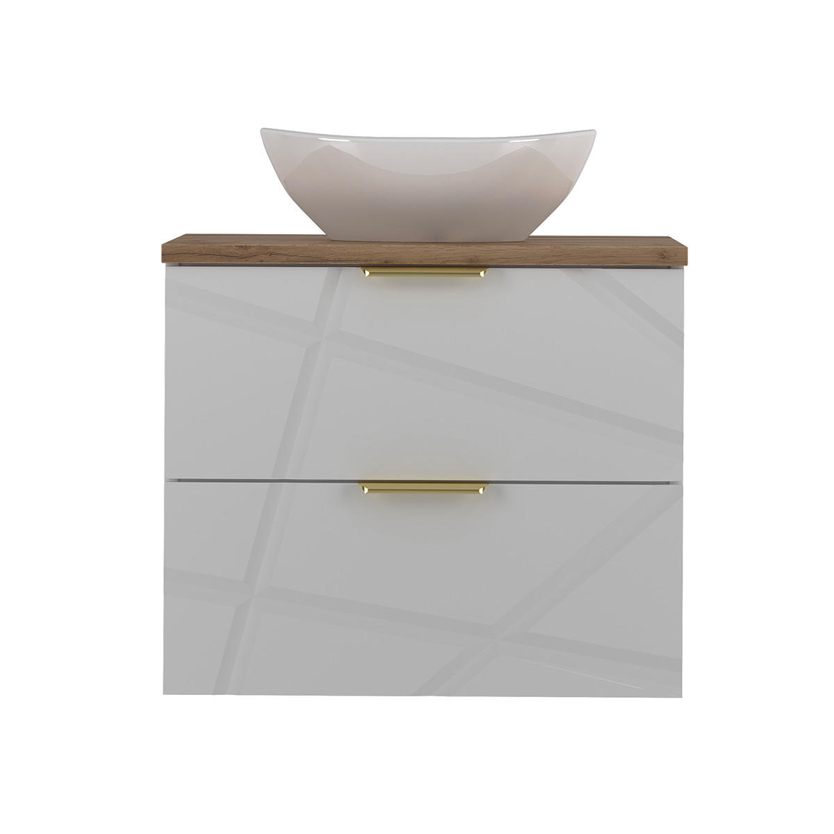 BADMÖBEL Aurora 2er-Set Weiß - Weiß, Holzwerkstoff (60.6/52.2/46.5cm) - Petits-meubles