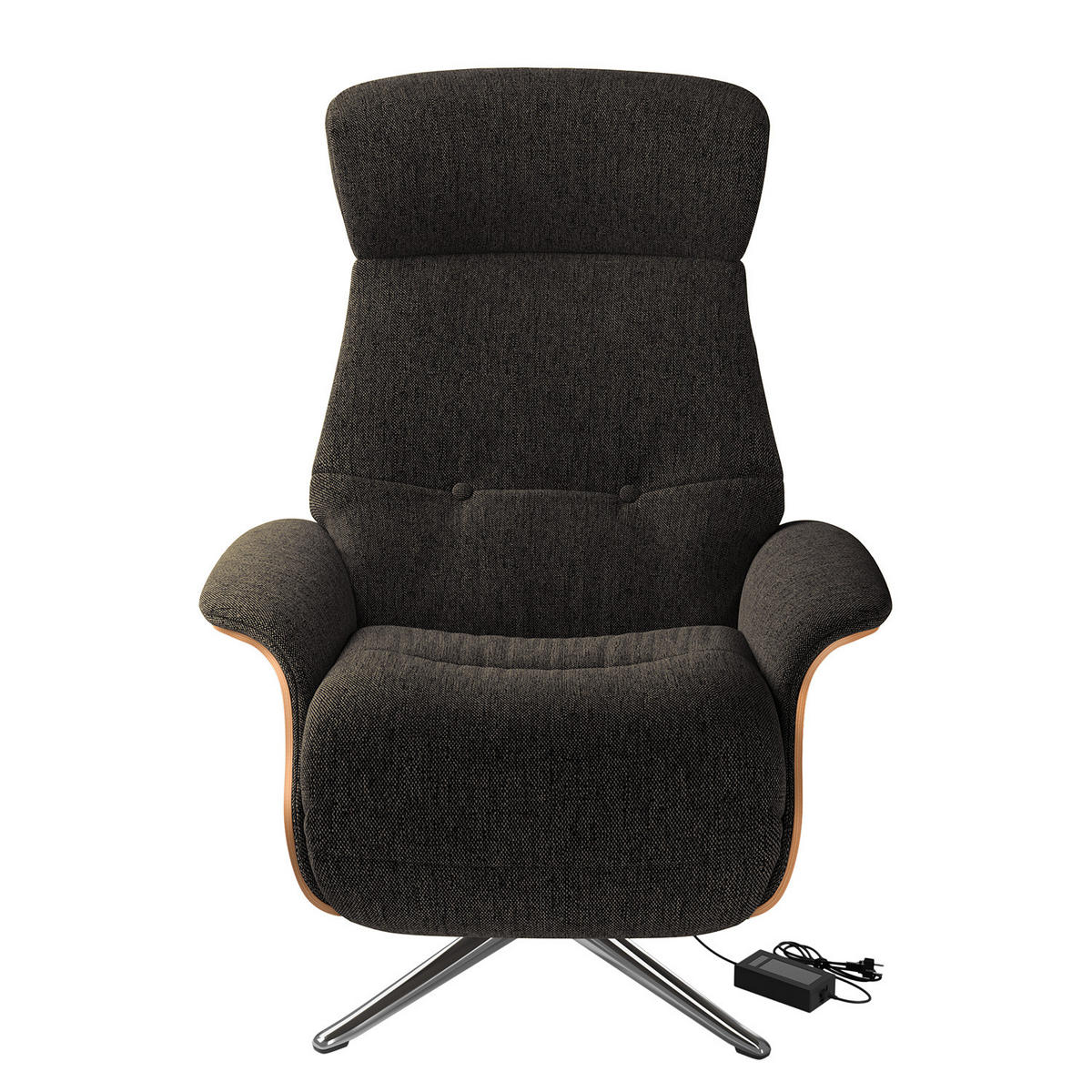 SESSEL - elektrisch verstellbar - Chromfarben/Schwarz, Textil/Metall (83/110/88cm) - home24