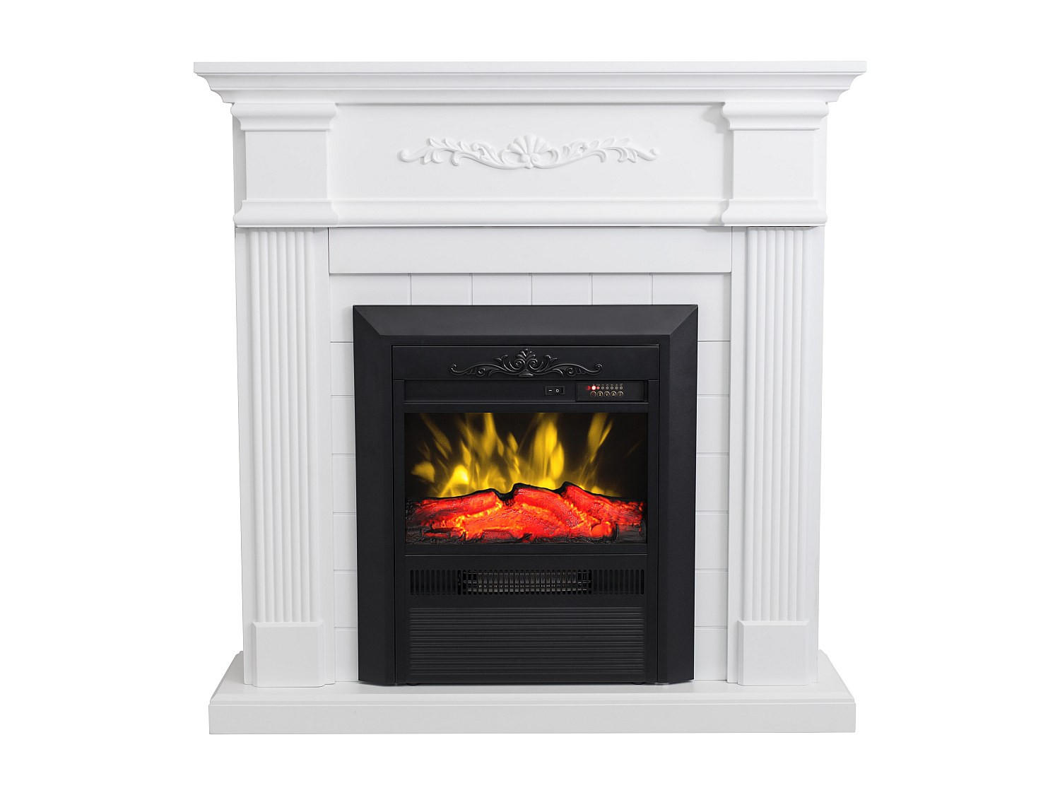 KAMIN - 98 cm x 26 cm - glas - weiß Otemanu - Weiß, Glas (98/100.8/26cm) - Vente-Unique