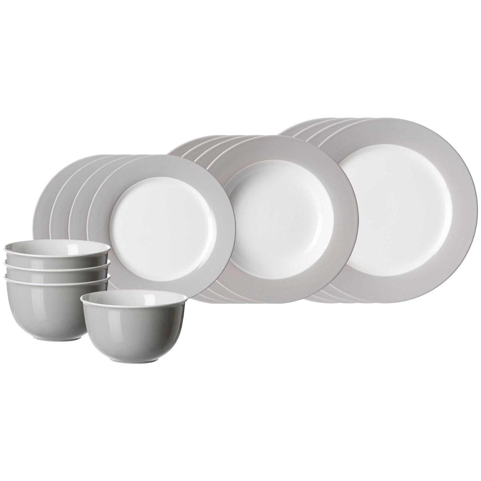 EINSTEIGER-SET Doppio Grau 16er Set - Grau, Keramik (1/1/1cm) - Ritzenhoff Breker