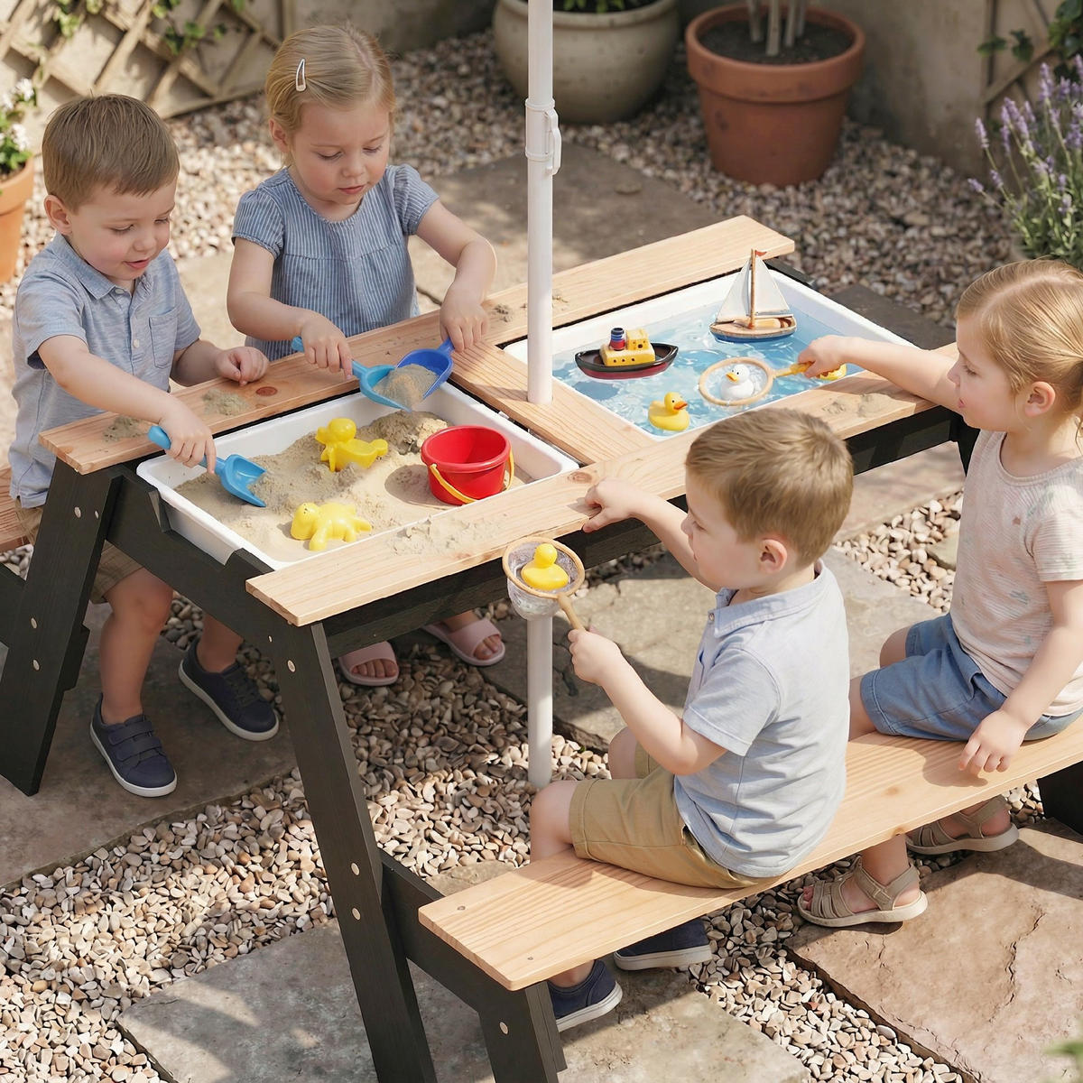 KINDERSITZGRUPPE DE-17561 Naturholz - Naturfarben, Metall (95/160/113cm) - ComfortXL