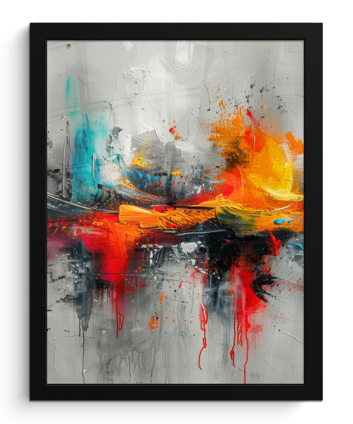 GERAHMTES BILD Moderne Kunst - Orange - Grau - Abstrakt 30x40 cm - Hellgrau, Papier (30/40cm) - MuchoWow