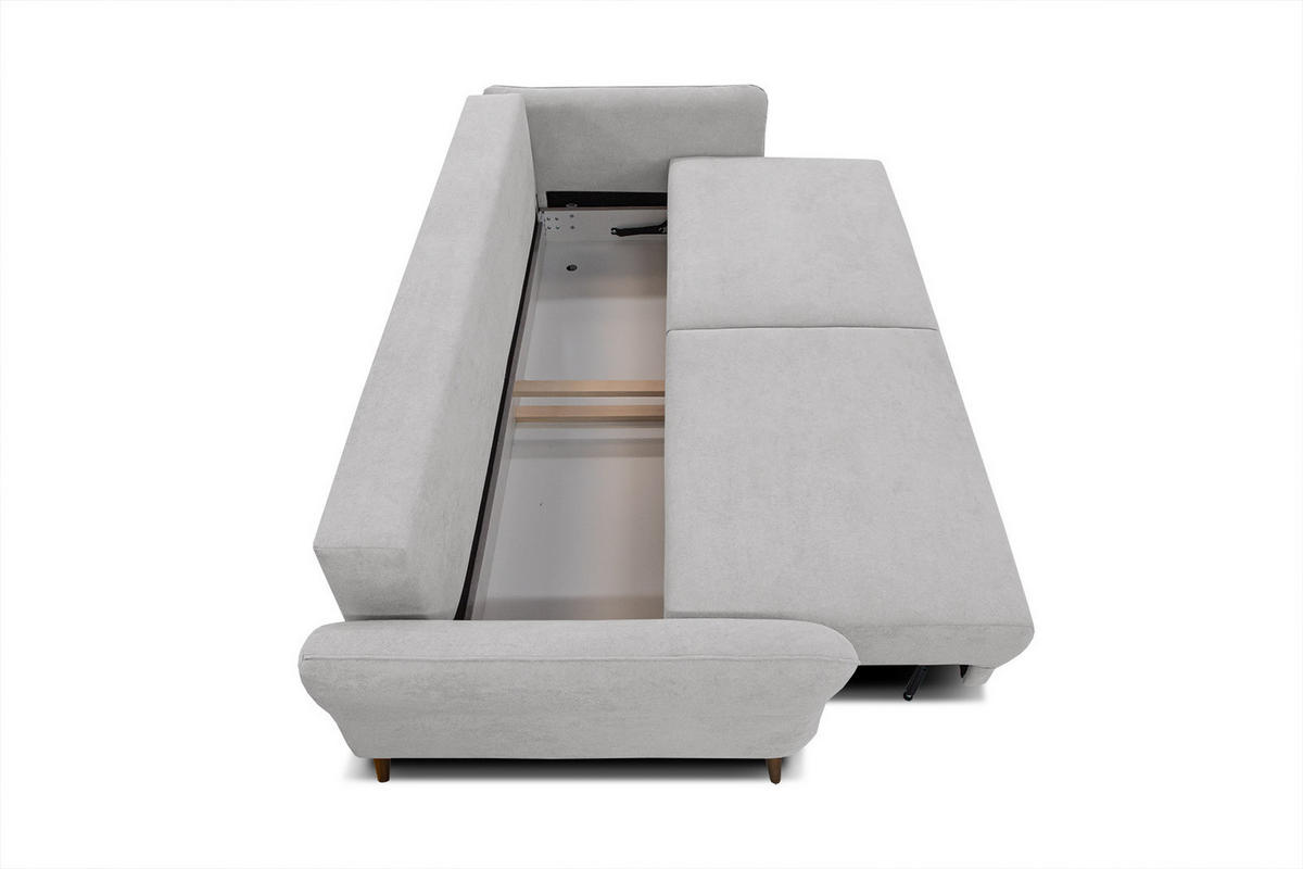 SOFA FIGARI 3-Sitzer mit Schlaffunktion, hellgrau - Hellgrau/Braun, Holz/Textil (232/90/107cm) - Courtois Laville