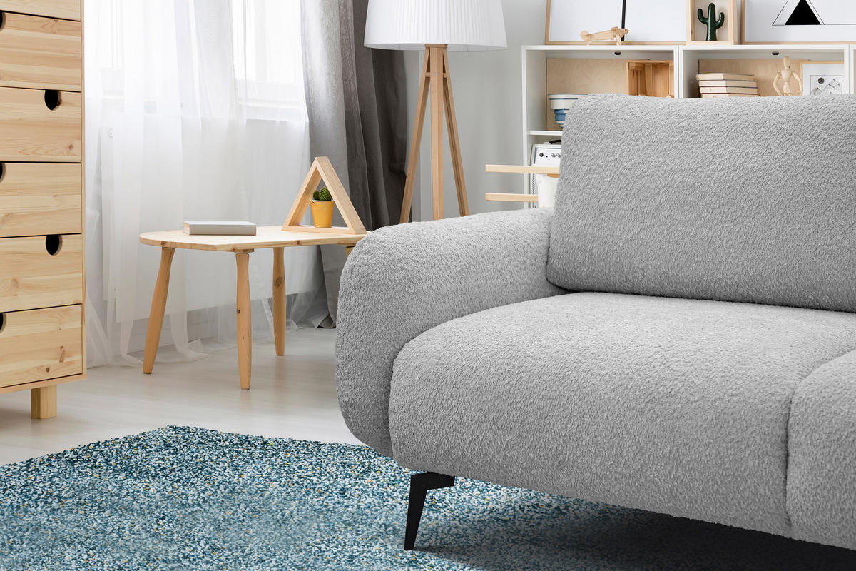 SOFA FEBE 3-Sitzer, hellgrau - Hellgrau/Schwarz, Holz/Textil (190/82/96cm) - Courtois Laville