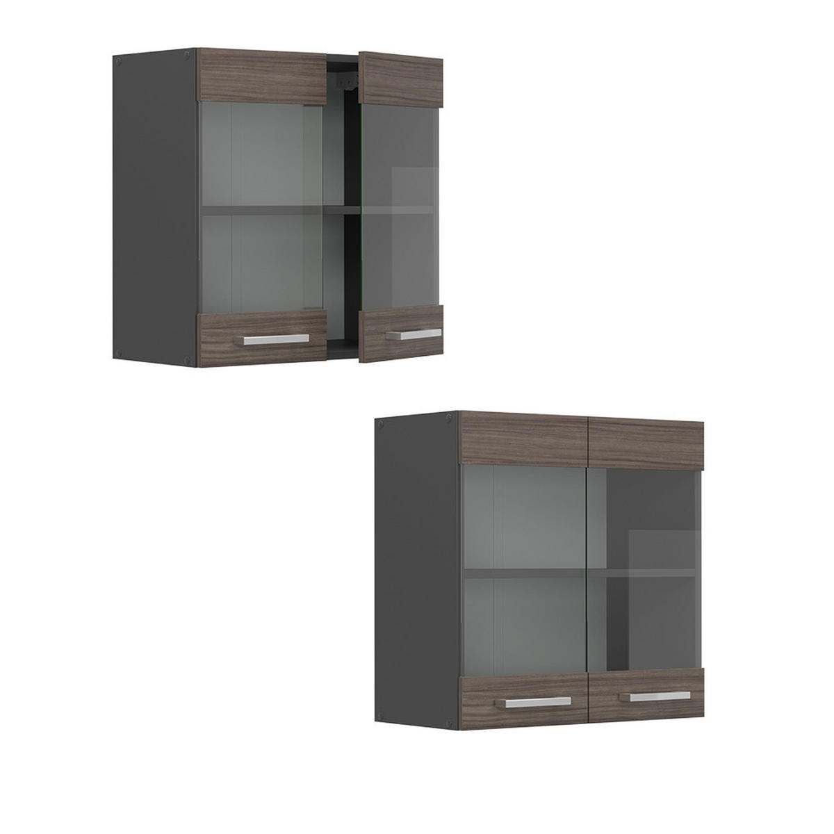KÜCHENGLASHÄNGESCHRANK R-Line Edelgrau 60 cm - Anthrazit/Braun, Holzwerkstoff (60/60/31cm) - Vicco