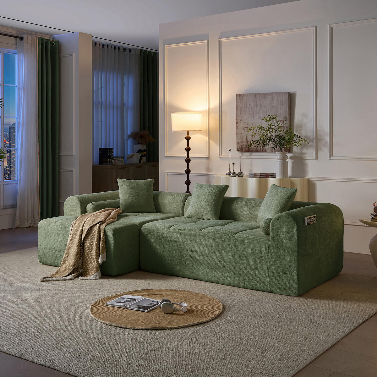 ECKSOFA 263/132.5/68 cm Grün Chenille - Grün, Textil (263/132.5cm) - Oxeza