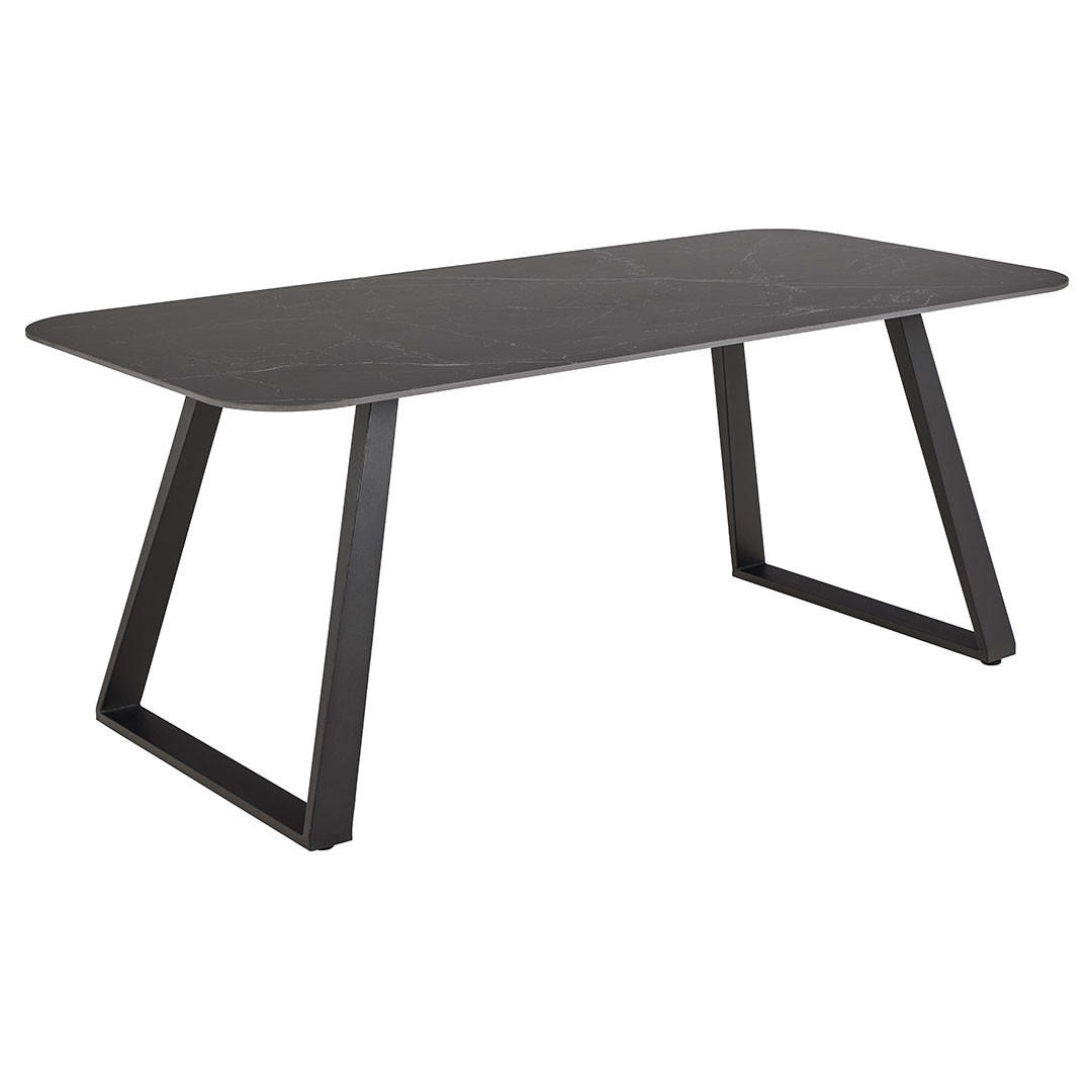 ESSTISCH, Antalya, Schwarz, Metall / Keramik, 180 x 90 x 75 cm - Schwarz, Metall (90/180/75cm) - ebuy24