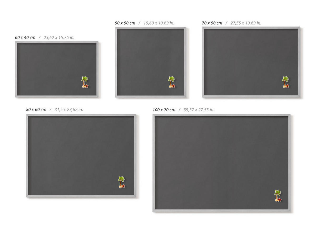 MAGNETTAFEL 100x70 cm Weißer Rahmen Farbe Olivgrün - Samtahornfarben, Metall (100/70/0.4cm) - TULUP