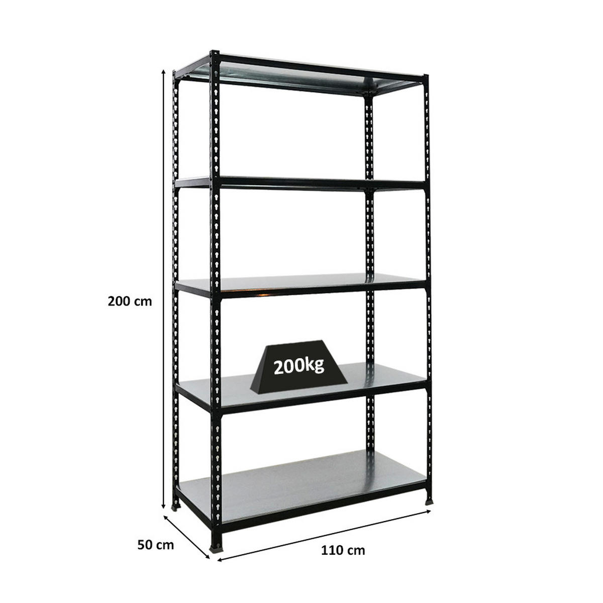 SCHWERLASTREGAL Big Metal Shark HxBxT 200 x 110 x 50 cm Fachlast 200 kg Anthrazit-Verzinkt - Anthrazit, Metall (110/200/50cm) - PROREGAL