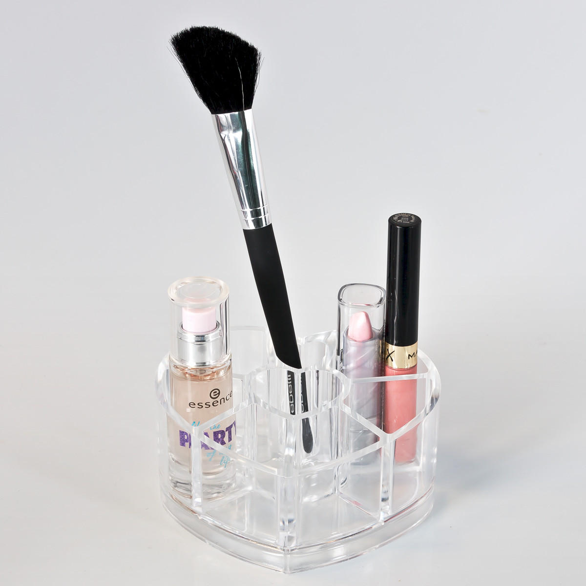 KOSMETIKORGANIZER, mit 8 Fächern, Herzform - Transparent, Kunststoff (11.5/9.5/6cm) - bremermann