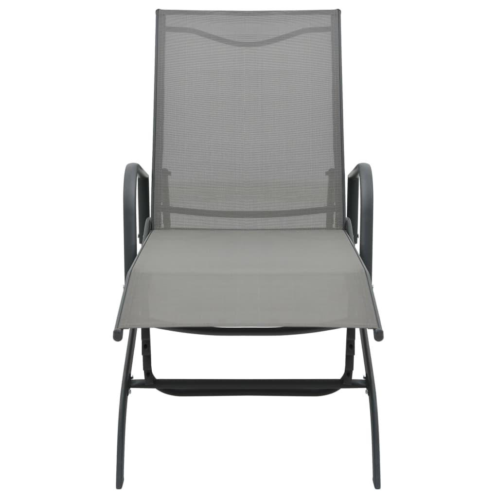 SONNENLIEGE Stahl und Textilene - Grau, Metall (58/32/200cm) - furnicato