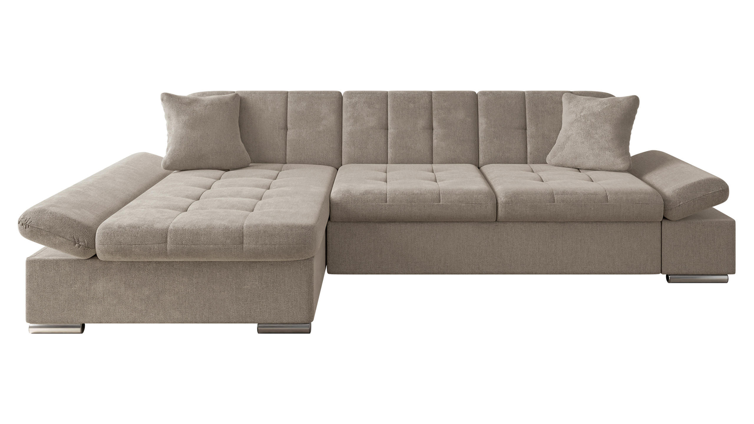ECKSOFA Malwi, Seite: Links - Taupe, Holz/Textil (278/161cm) - MIRJAN24