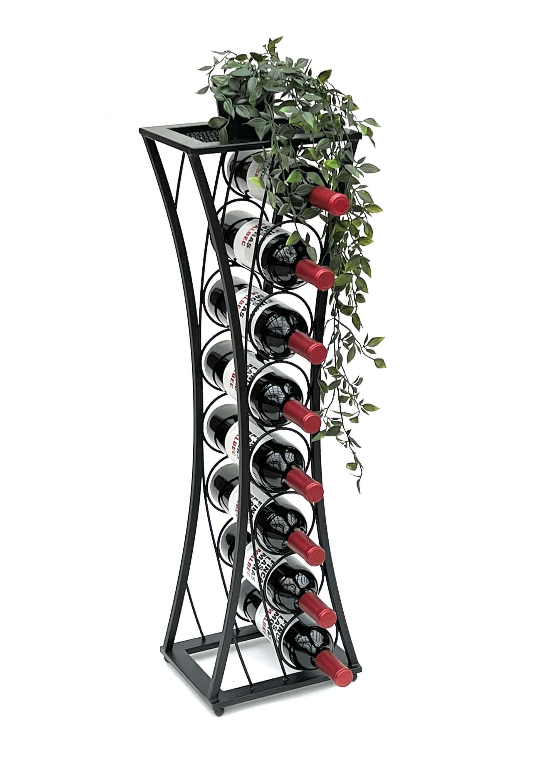 WEINREGAL Metall Schwarz Stehend Mika 80 cm - Schwarz, Metall (25/83/20cm) - DanDiBo