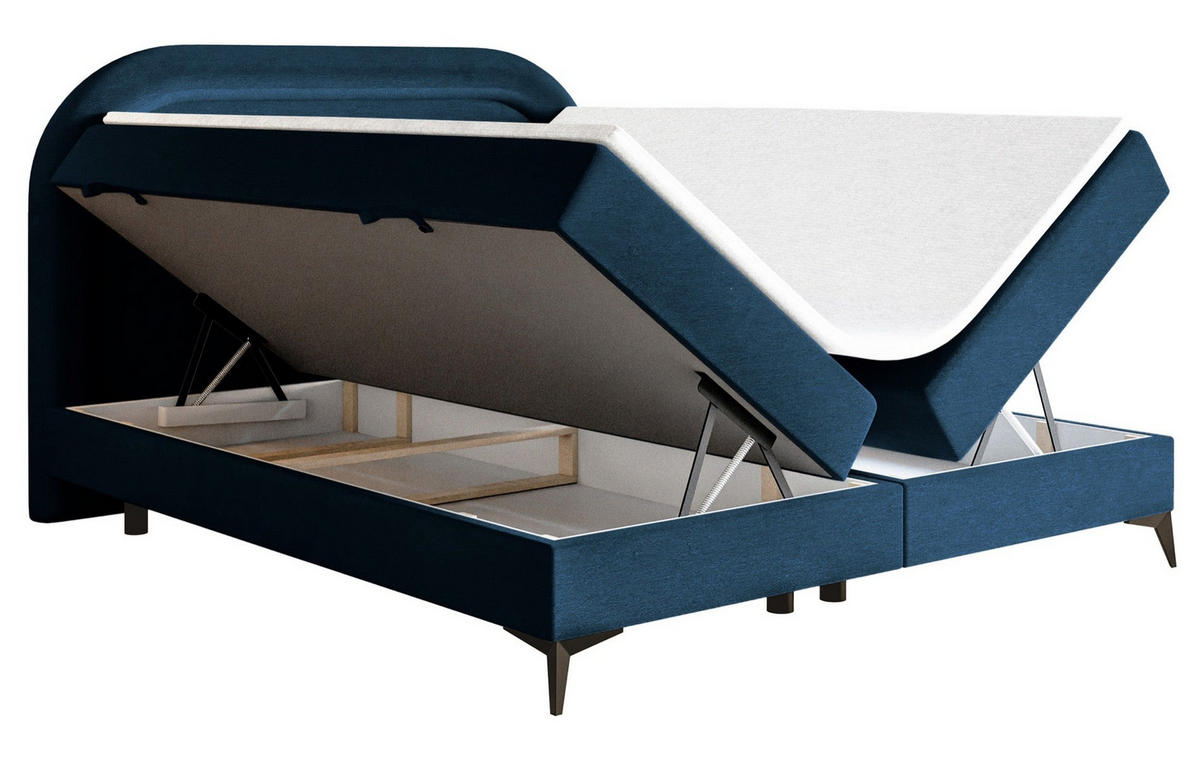 BOXBETT LOREO Dunkelblau Samt wasserfest 160x200 cm - Schwarz/Dunkelblau, Holz/Textil (160/200cm) - Selsey