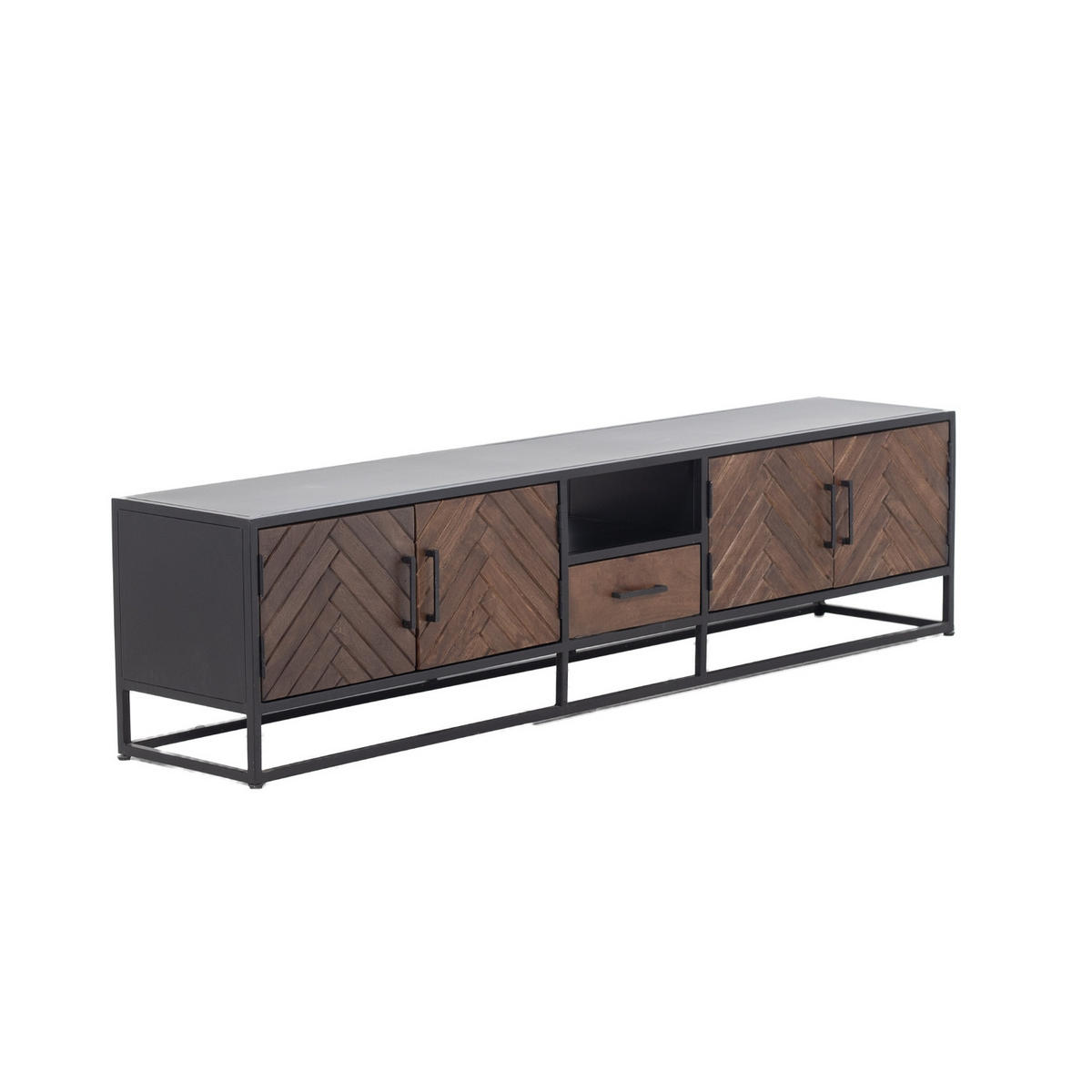 TV-SCHRANK Herringbone aus Mangoholz 250cm, natürlich - Braun, Holz (250/50/40cm) - Giga Meubel