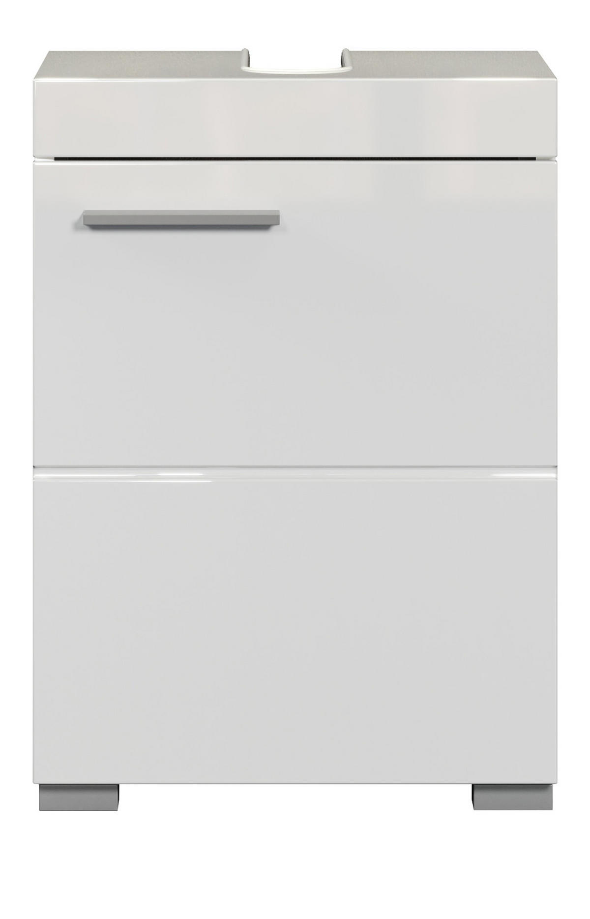 WASCHBECKENUNTERSCHRANK weiß Hochglanz 40 cm, Badschrank Türanschlag wechselbar - Weiß Hochglanz/Alufarben, Holzwerkstoff/Kunststoff (40/56/34cm) - Top.Furn