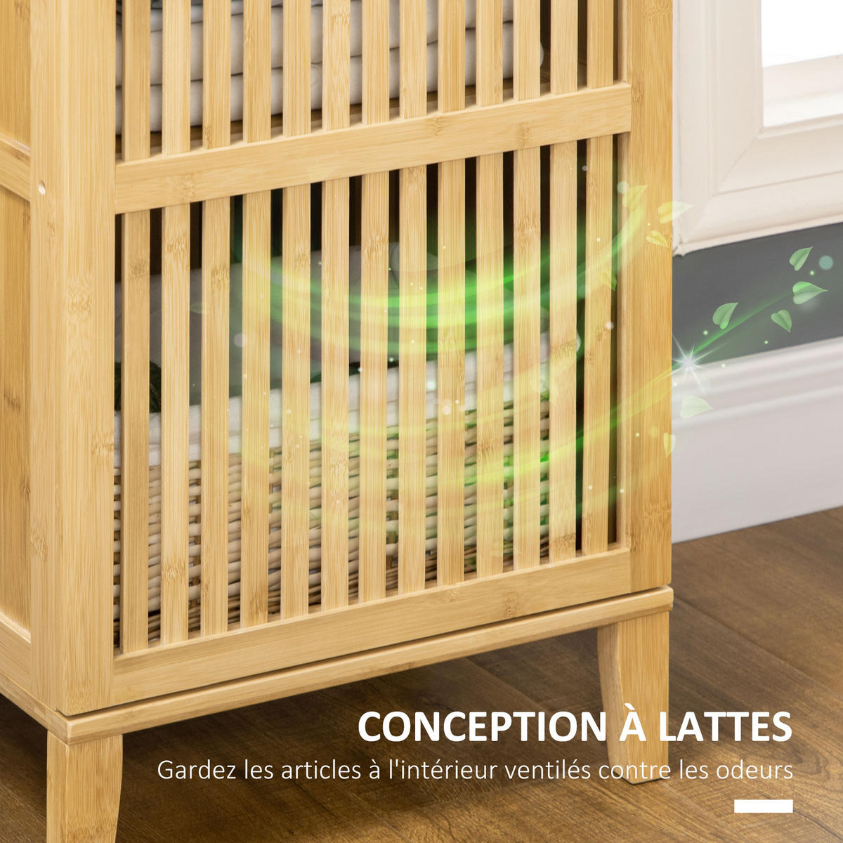 BADREGAL DE-12368 mit lamellentür 40/30/140 cm Naturholz - Naturfarben, Naturmaterialien (30/140/40cm) - ComfortXL