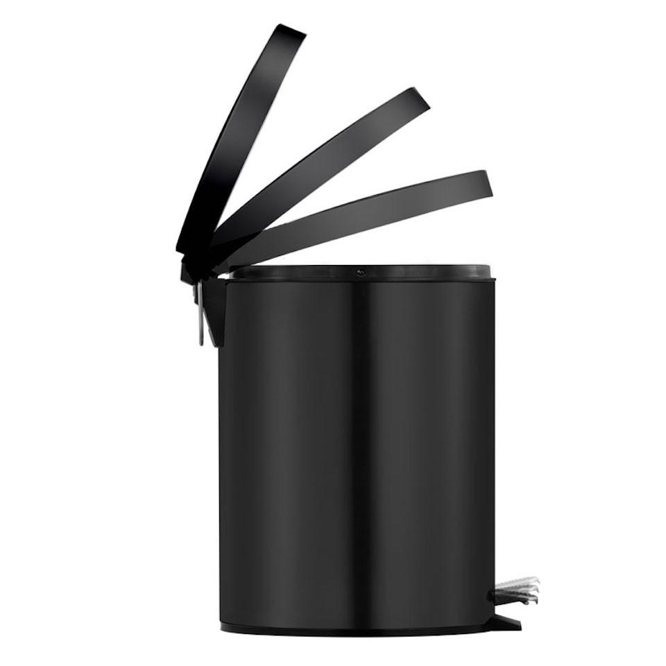 MÜLLEIMER Runder TretMit Herausnehmbaren Kunststoff Inneneimer 5 Liter 28,4 x 24,5 x 20 cm Schwarz - Schwarz, Metall (20/28.4/24.5cm) - PROREGAL