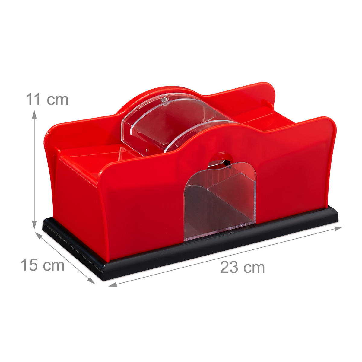 KARTENMISCHMASCHINE manuell - Rot, Kunststoff (23/15cm) - Relaxdays
