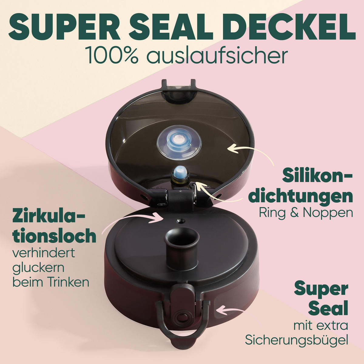 TRINKFLASCHE 0,5L - auslaufsichere - 1-Klick-Verschluss - BPA - freie - Hellgrün - Hellgrün, Kunststoff (0.5L) - Blumtal