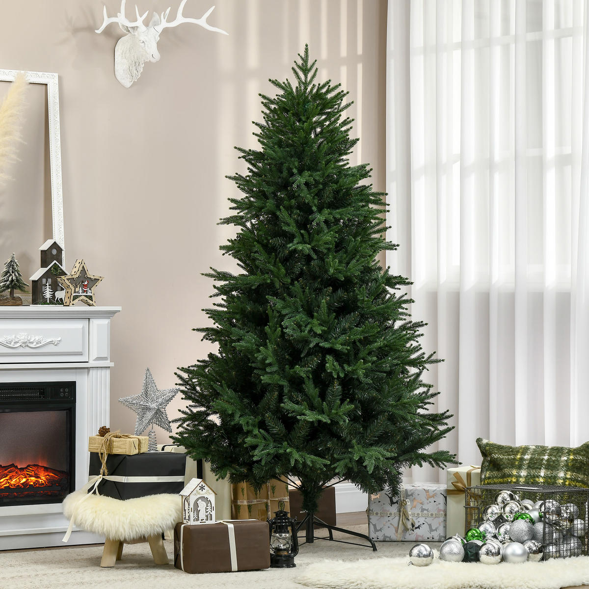 WEIHNACHTSBAUM, 180 cm, PVC, PE, Metall, Grün - Grün, Kunststoff (180cm) - HOMCOM