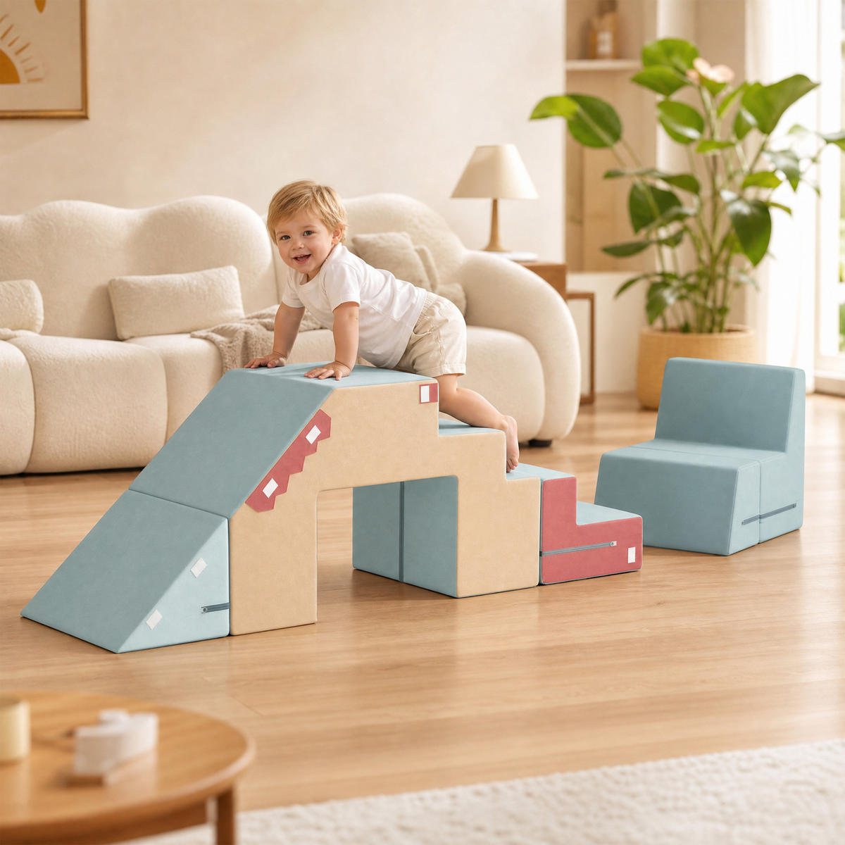 SCHAUMSTOFF-BAUSTEINE 7er Set Samt PU-Schaum Mehrfarbig - Multicolor, Textil (39/79cm) - AIYAPLAY