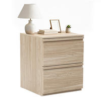 NACHTTISCH Holz mit 2 Schubladen, Holzoptik | B40 x T40 x H49 cm - Hellbraun, Holzwerkstoff (39.5/48.5/39.5cm) - Hometopia