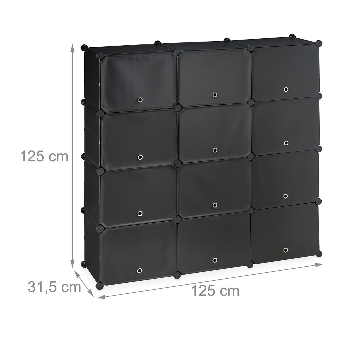 SCHUHSCHRANK - Schwarz, Kunststoff/Metall (125/125/31.5cm) - Relaxdays