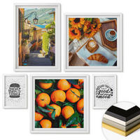WANDBILDER 5er-Set - 50x50 cm & 20x30 cm & 40x60 cm Weißer Rahmen - Juicy Oranges Kitchen - Weiß, Kunststoff (40/60cm) - ArtPrintCave