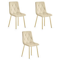 ESSZIMMERSTUHL 3-er Set TYRA hellbeige Sitzfläche, goldene Beine - Hellbraun/Goldfarben, Textil (44.5/87/54.5cm) - Valora
